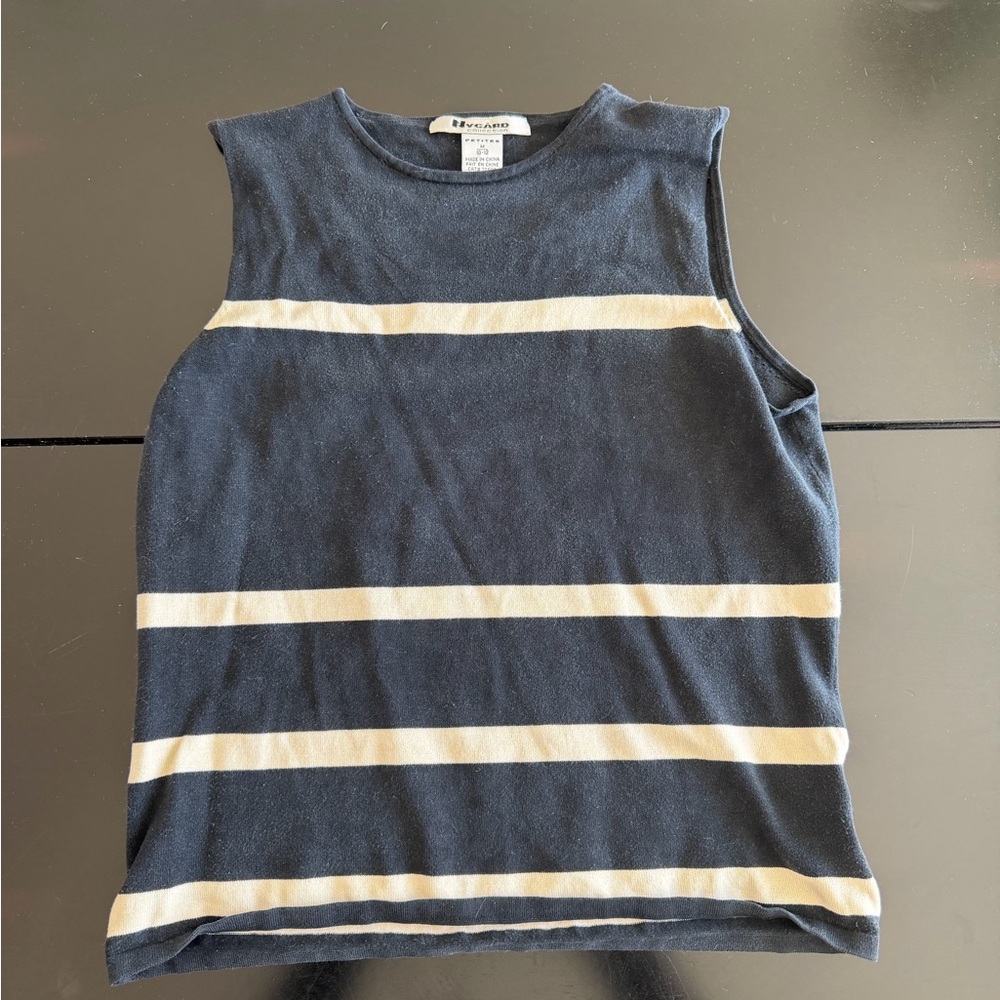 Classic black and Cream Striped Tank Top
